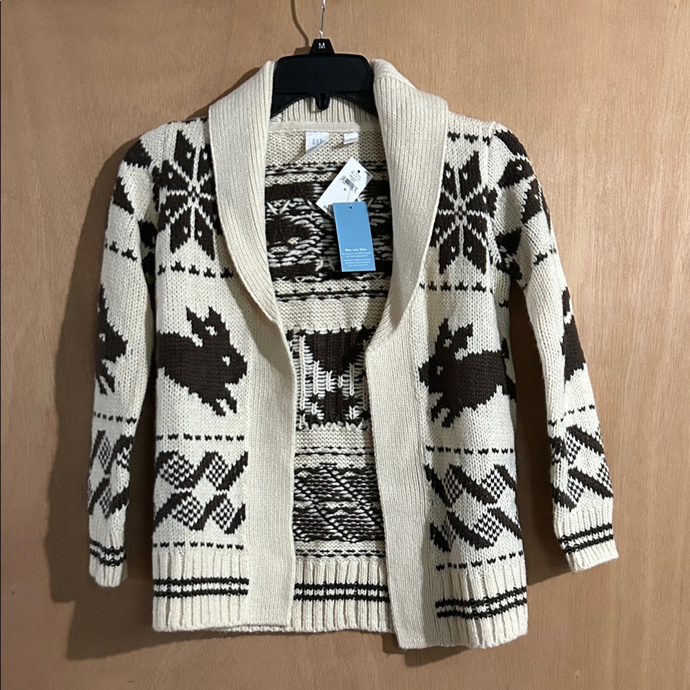 NWT GAP Kids Cream and Brown Patterned Sweater